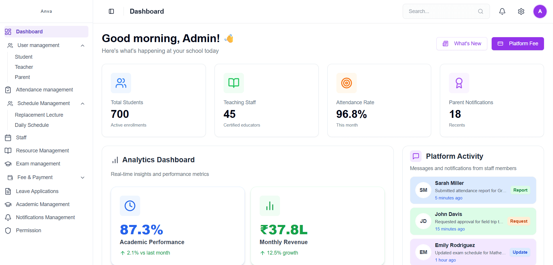School ERP Dashboard